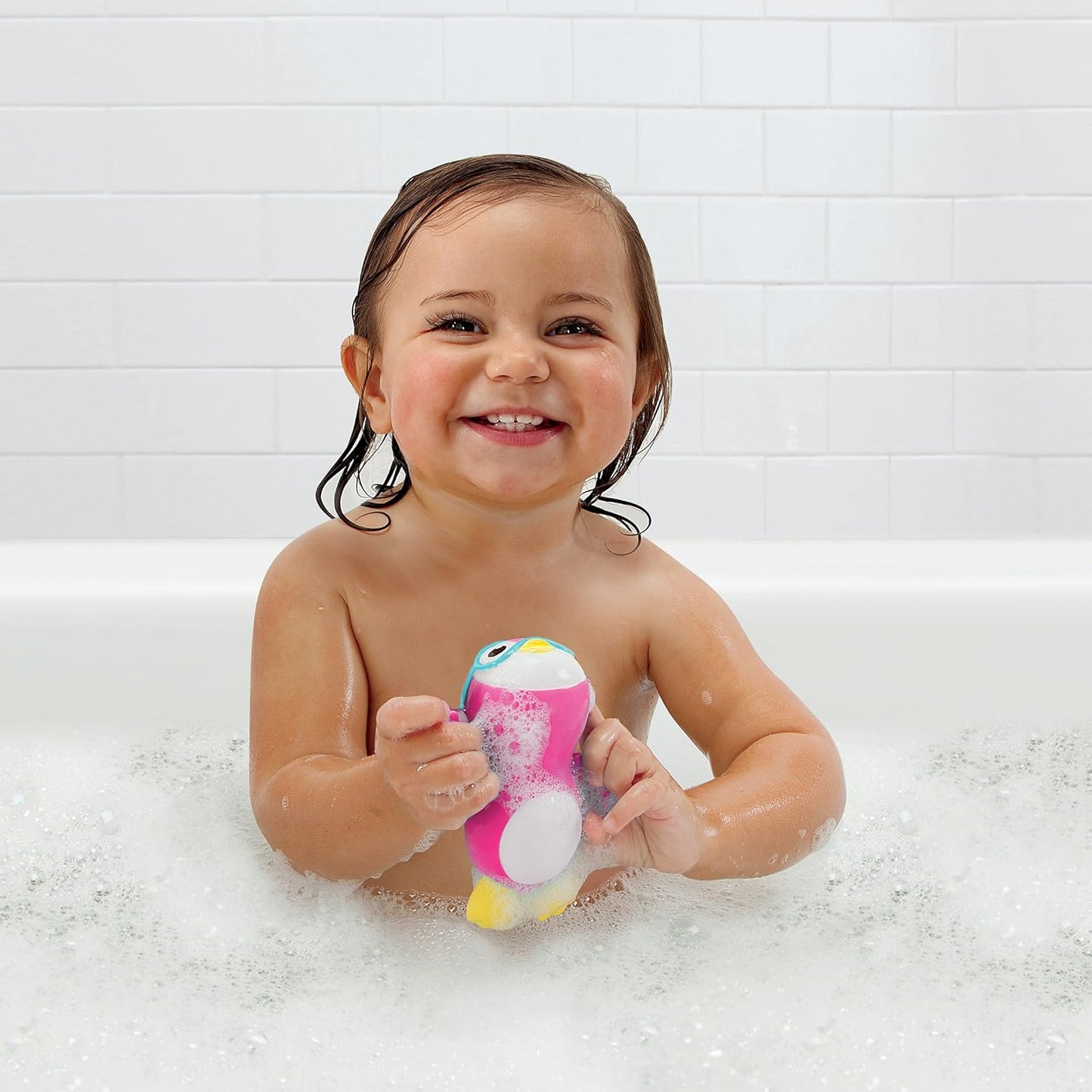 Set of #3 Munchkin Wind Up Swimming Penguin Baby Bath Toy, Pink