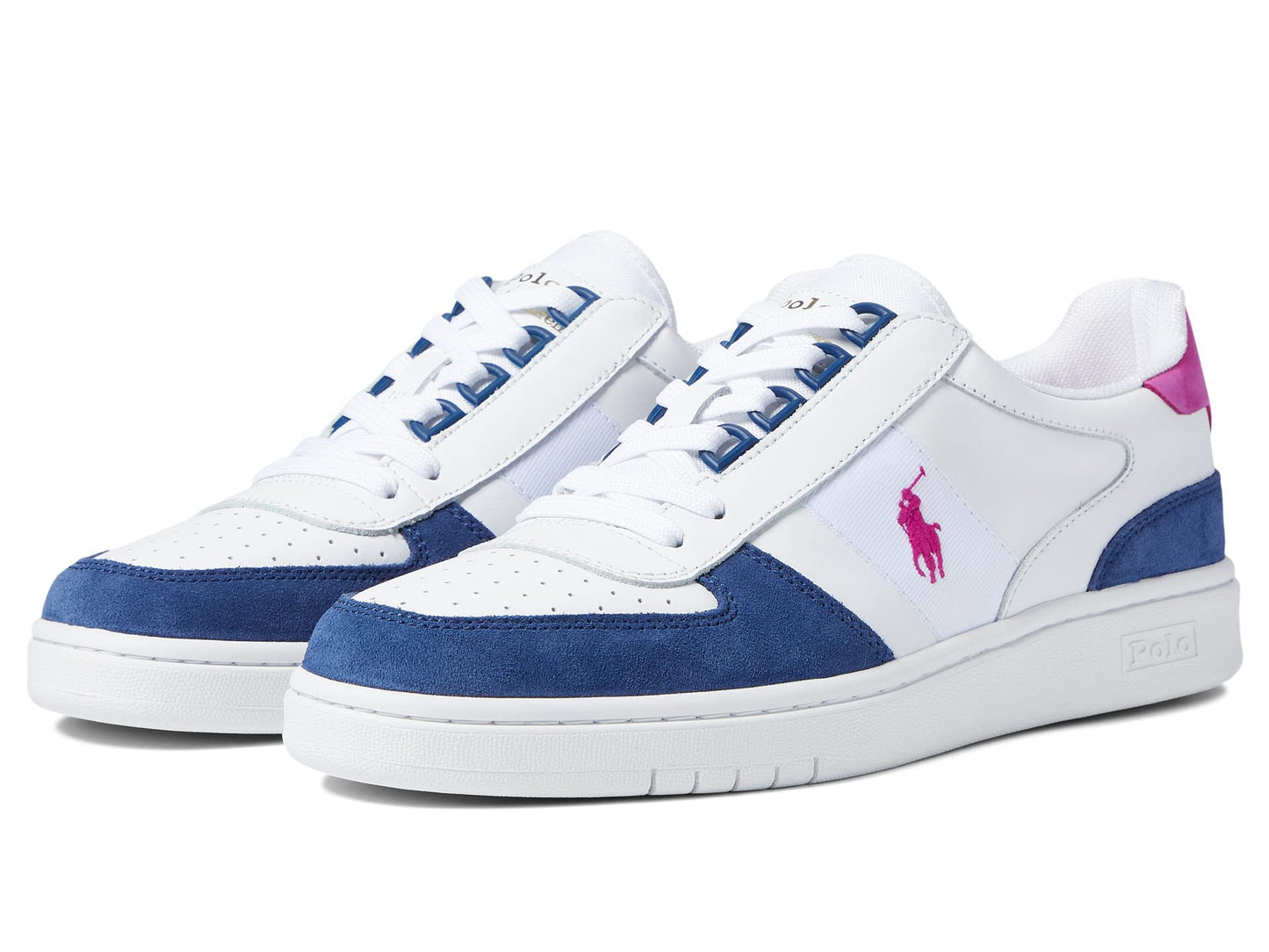 POLO RALPH LAUREN Court Low-Top Sneaker White/Light Navy/Vivid Pink 12 D (M)