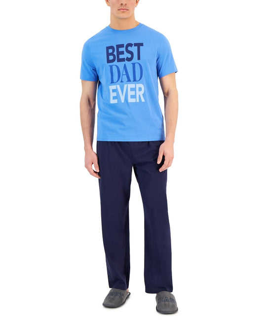 Club Room Mens Best Dad Ever Graphic Knit Pajama Gift Set Blue S