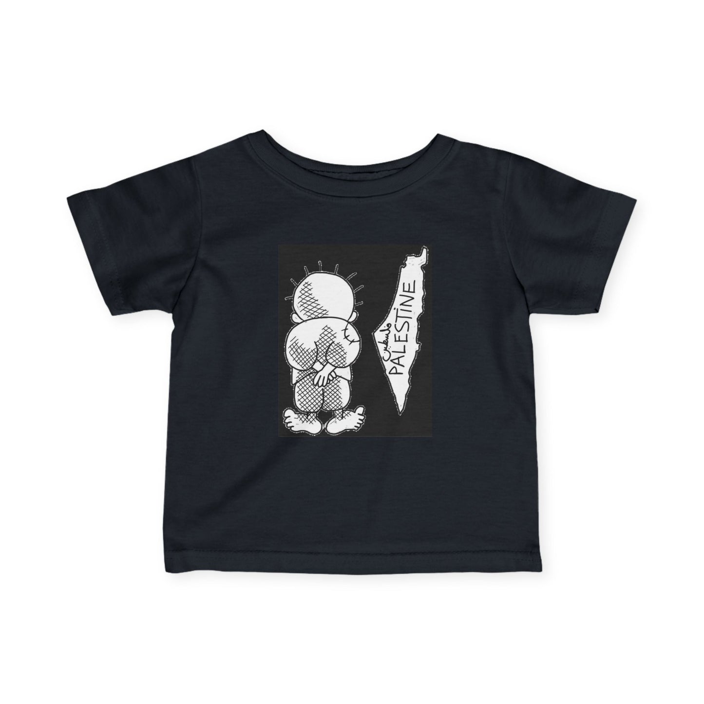 Infant Tee, Handala & Historic Palestine Map Resistance T-Shirt for Babies, Toddler Clothes, Kids Apparel, Baby Shower Gift, Palestinian