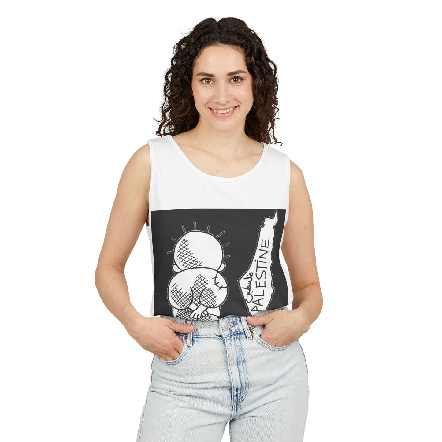 Handala Free Palestine Tank Top - Art is resistance, Unisex Shirt, Statement Tee, Activist Clothing, Political Graphic Tee, Protest Top