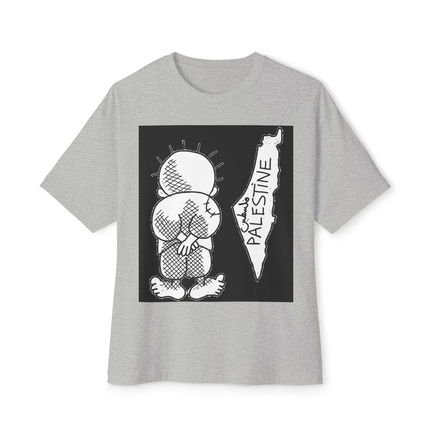 Unisex Oversized Boxy Tee with Palestine Design, Casual Streetwear, Comfortable Everyday Wear, Unique Graphic Tee, Gift for Activists