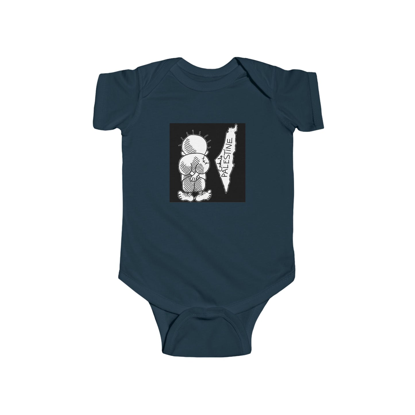 Infant Bodysuit, Handala & Historic Palestine Map, Statement of Resistance, Hope, Exiled, Identity, Dignity, Holiday Gift