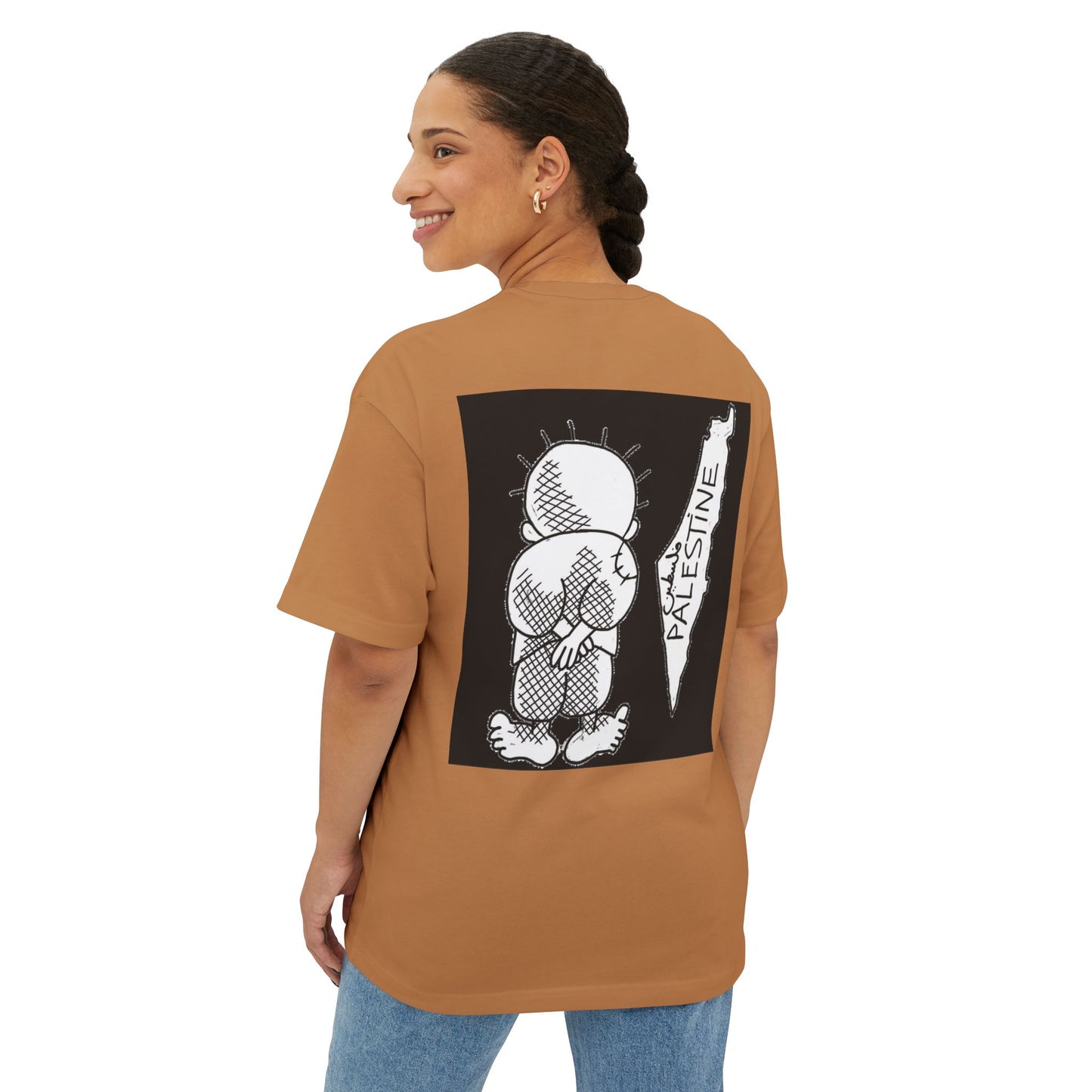 Unisex Oversized Boxy Tee with Palestine Design, Casual Streetwear, Comfortable Everyday Wear, Unique Graphic Tee, Gift for Activists