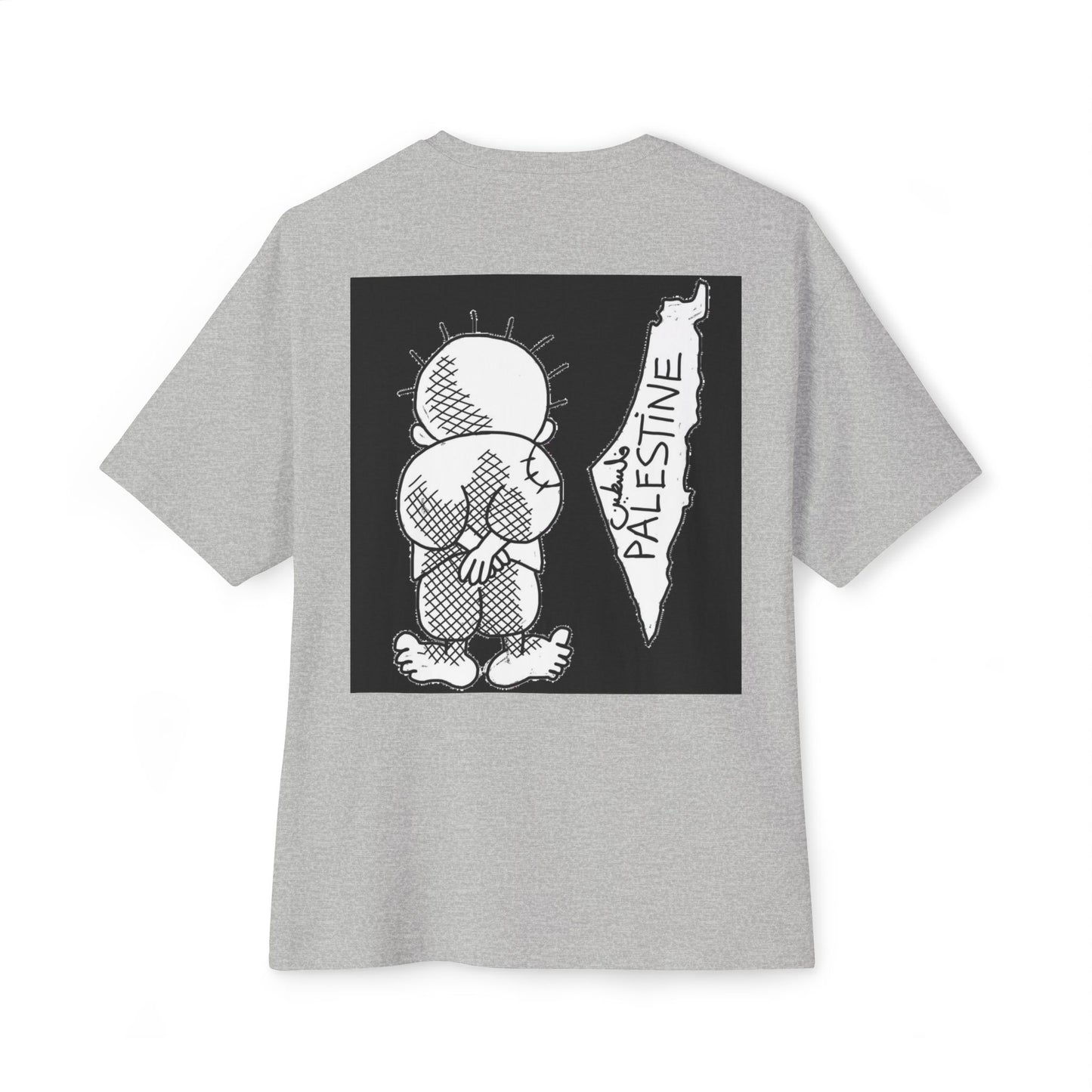 Unisex Oversized Boxy Tee with Palestine Design, Casual Streetwear, Comfortable Everyday Wear, Unique Graphic Tee, Gift for Activists