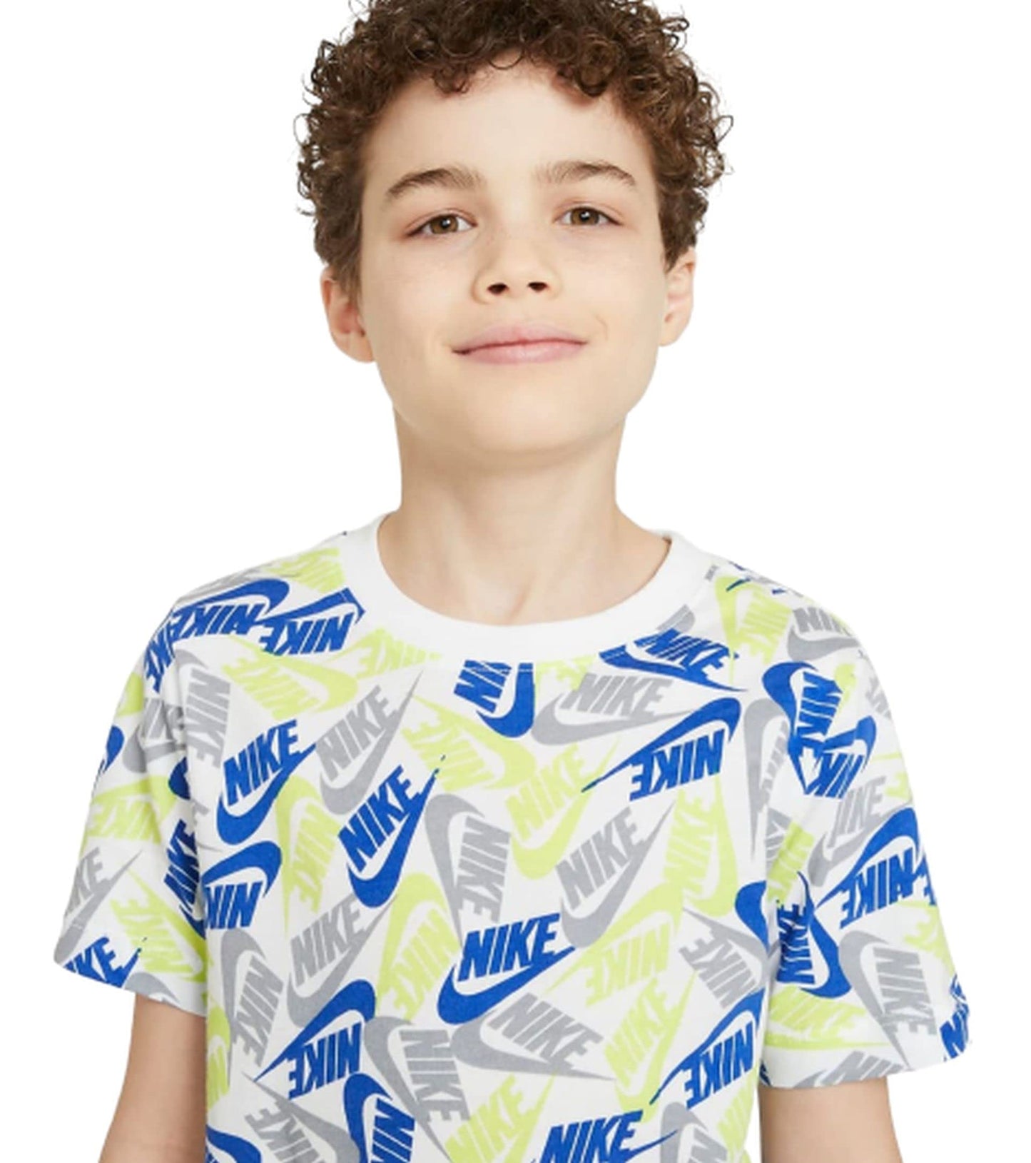 Nike Boys' Sportswear Futura All Over Print T-Shirt (Large, White)