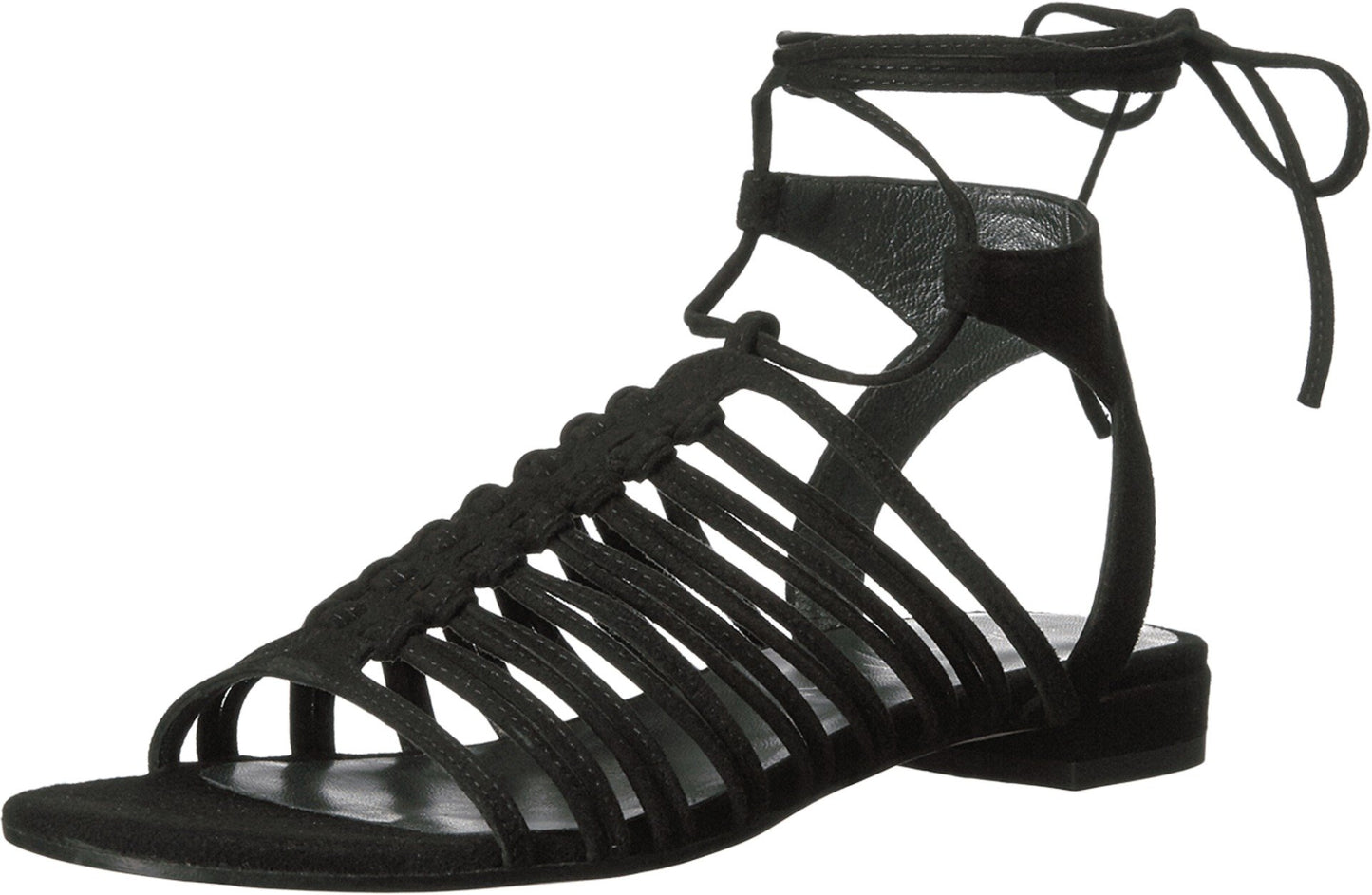 Stuart Weitzman Womens Knot Again Suede Lace-Up Flats Black 7 Medium (B,M)