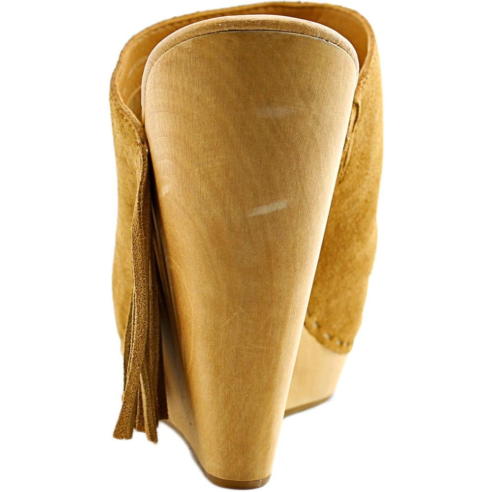 Dolce Vita Cai Fringe Peep Toe Wedges - Camel, 7.5 US