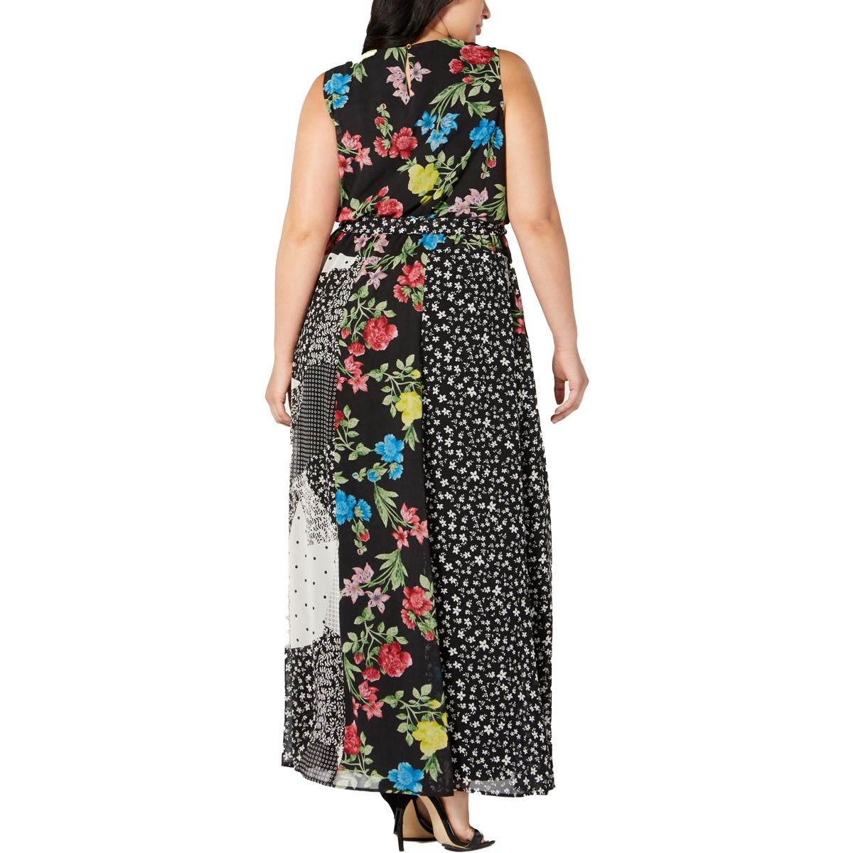 Calvin Klein Plus Size Mixed-Print Maxi Dress-0X-Black Floral