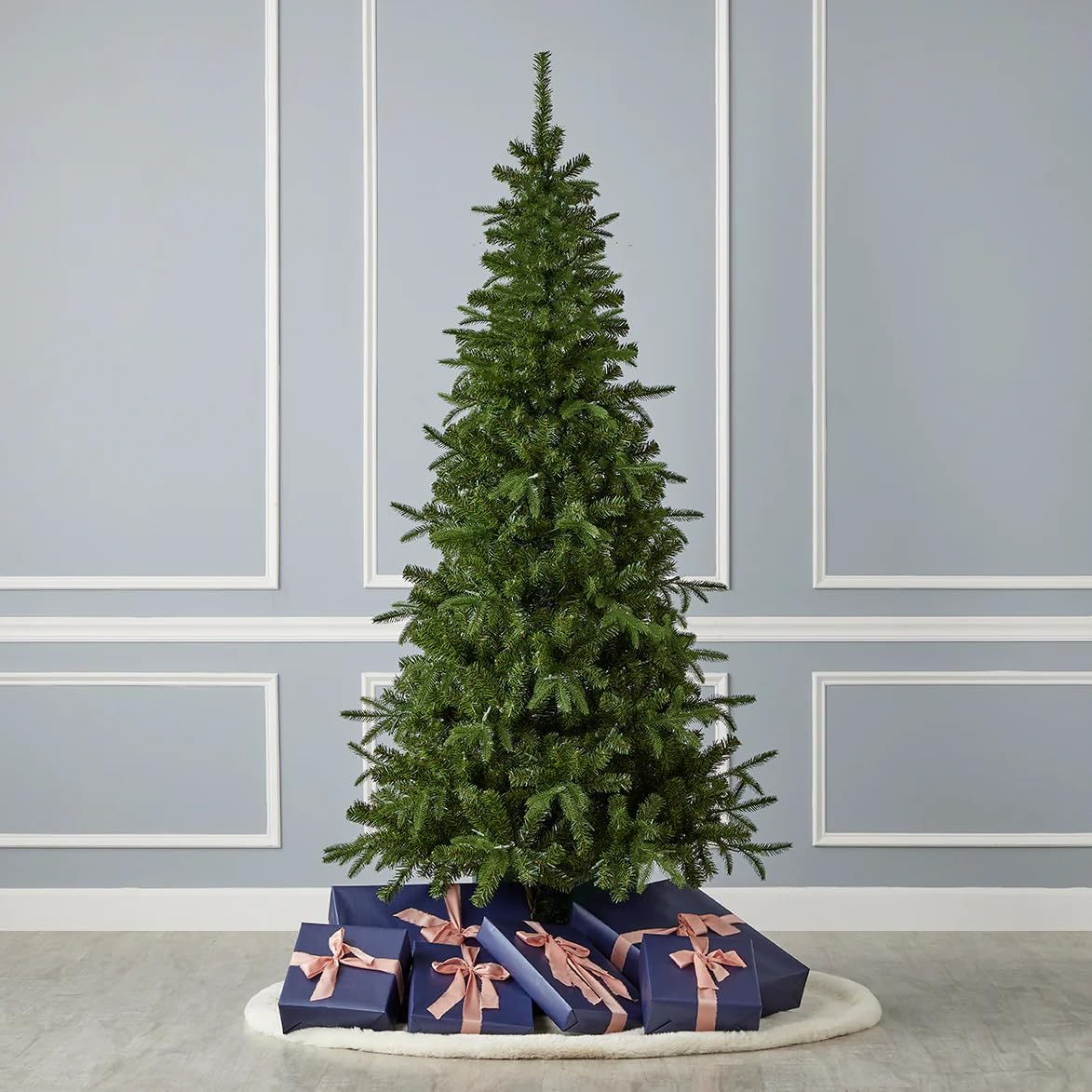 Seasonal LLC Valley Pine Christmas Tree | 7FT | 38" Diameter | Pre-Strung with 350 Warm White LED Lights | Fire-Resistant and Non-allergenic | Energy Efficient and Long-Lasting LED Bulbs