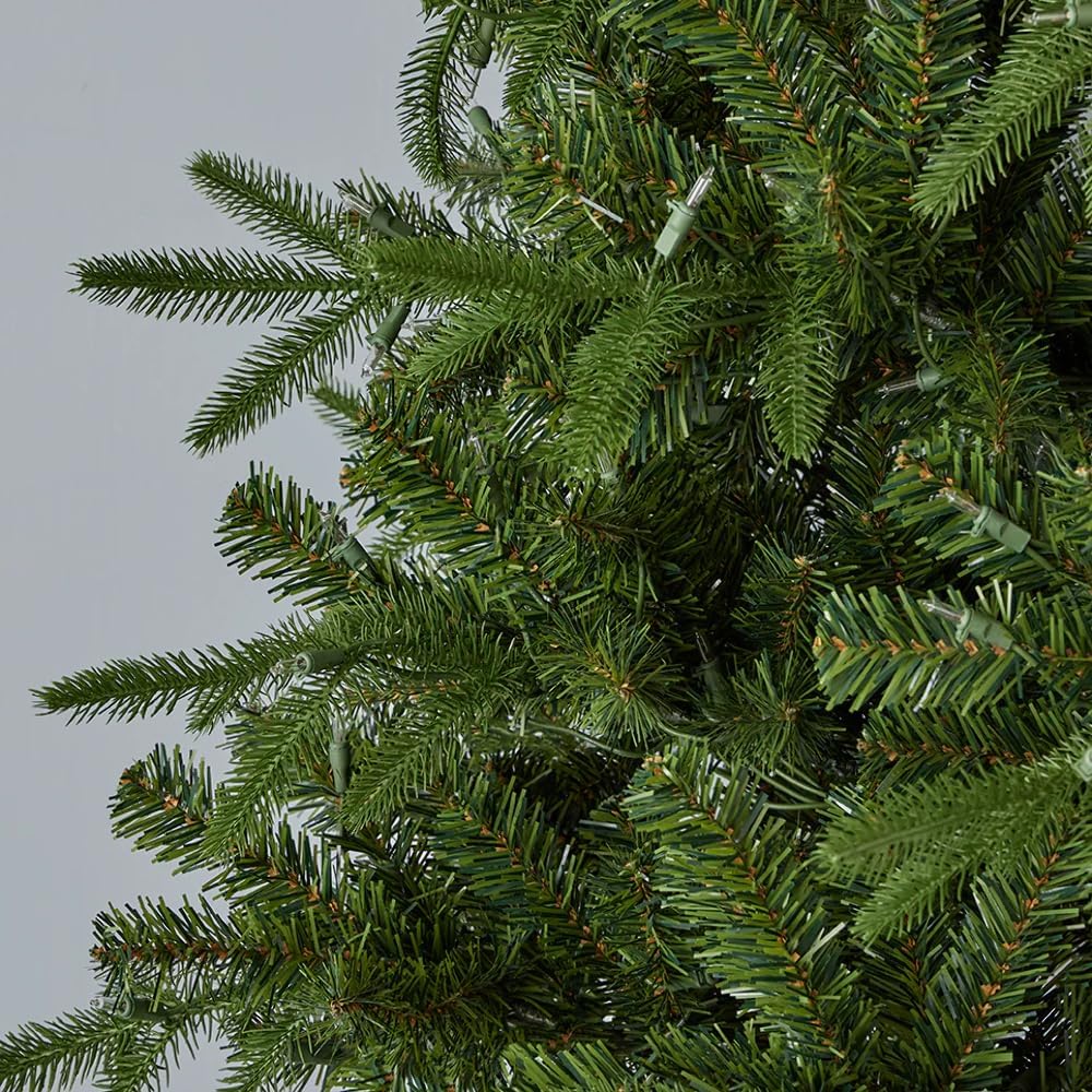 Seasonal LLC Valley Pine Christmas Tree | 7FT | 38" Diameter | Pre-Strung with 350 Warm White LED Lights | Fire-Resistant and Non-allergenic | Energy Efficient and Long-Lasting LED Bulbs