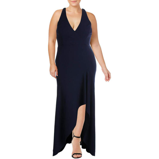 Betsy & Adam Womens V Neck Faux Q Formal Dress Navy 6
