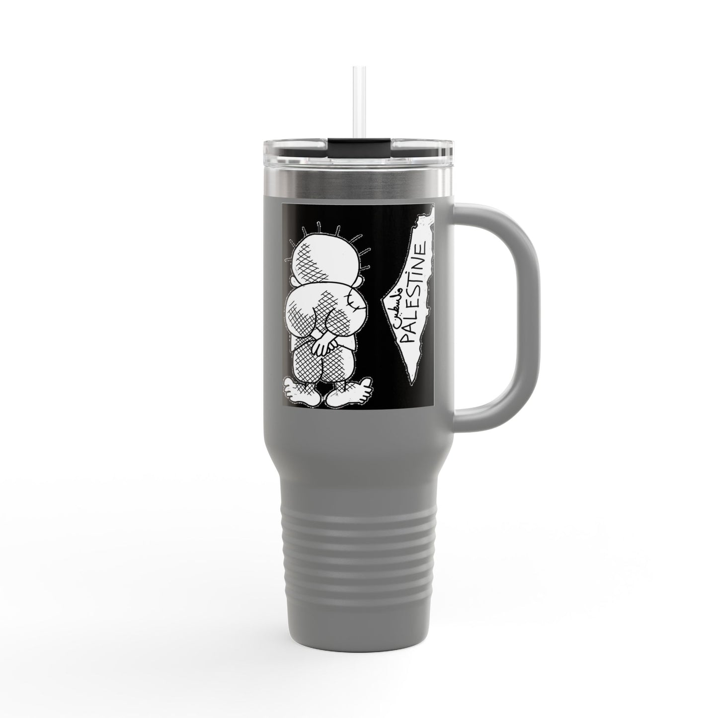 Handala and Historic Palestine Map Resistance Travel Mug (40oz)
