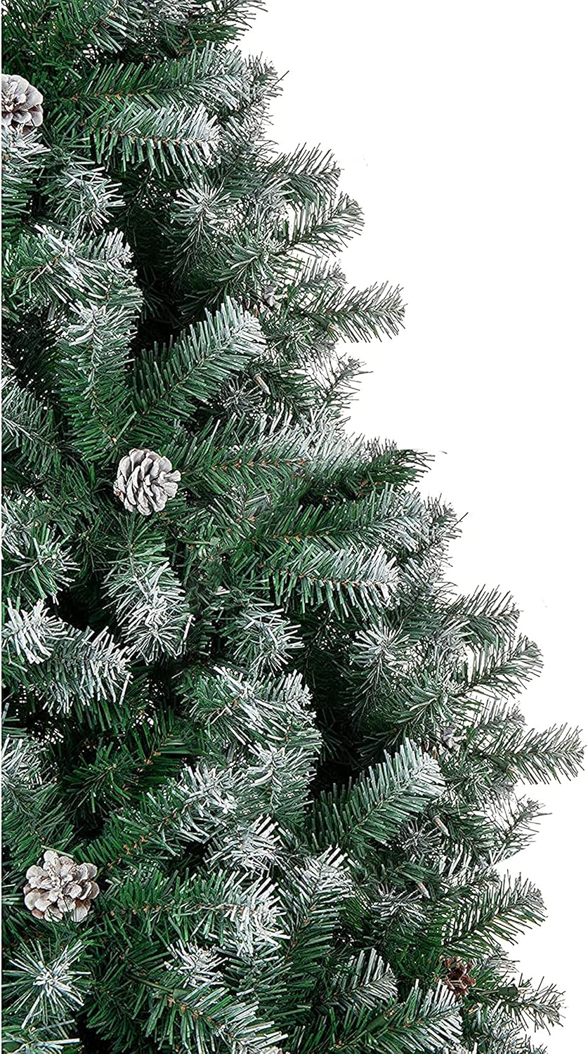Perfect Holiday 4' Frosted Oregon Fir with Snow Dusted Pine Cones with Metal Stand | 488 Tips | Dia 26"