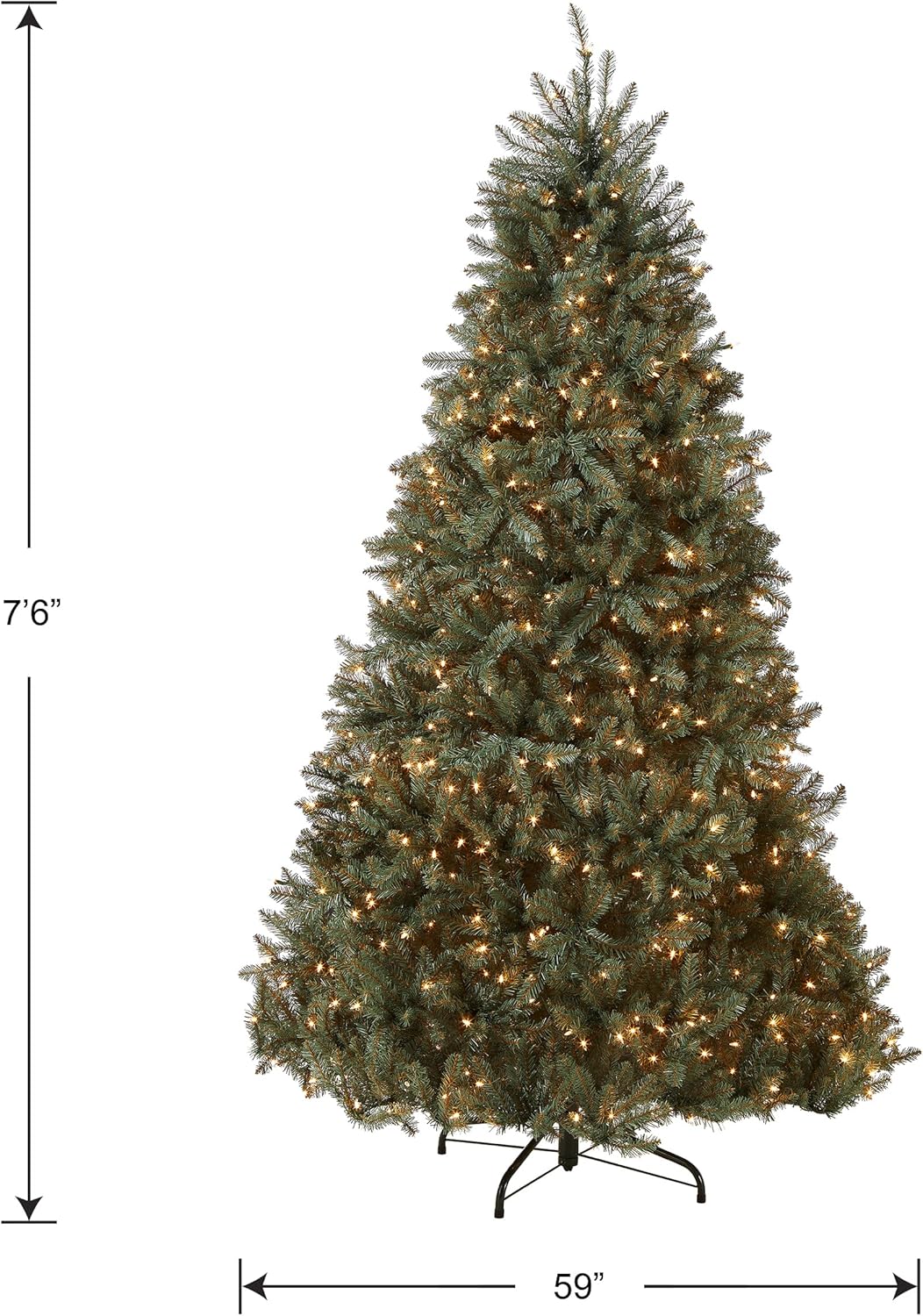 National Tree Company Pre-Lit Artificial Full Christmas Tree, Blue, Dunhill Fir, White Lights, Includes Stand, 7.5 Feet