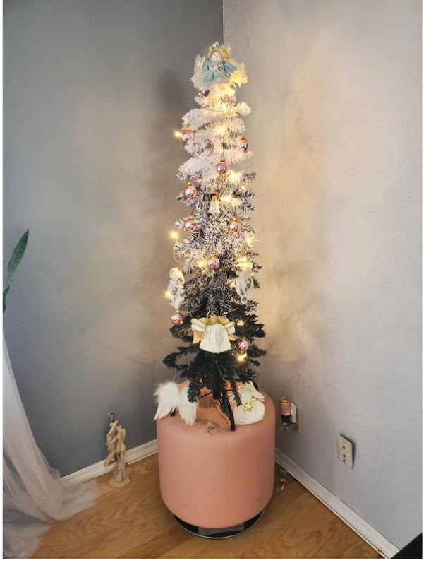 Holiday Lane Black &amp; White Flocked 4ft Pencil Tree