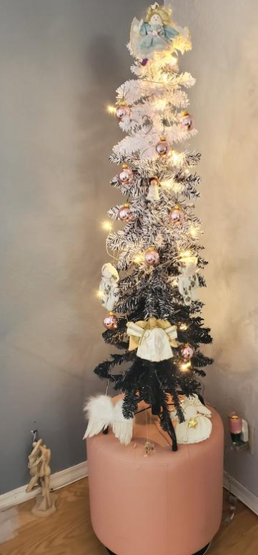 Holiday Lane Black &amp; White Flocked 4ft Pencil Tree