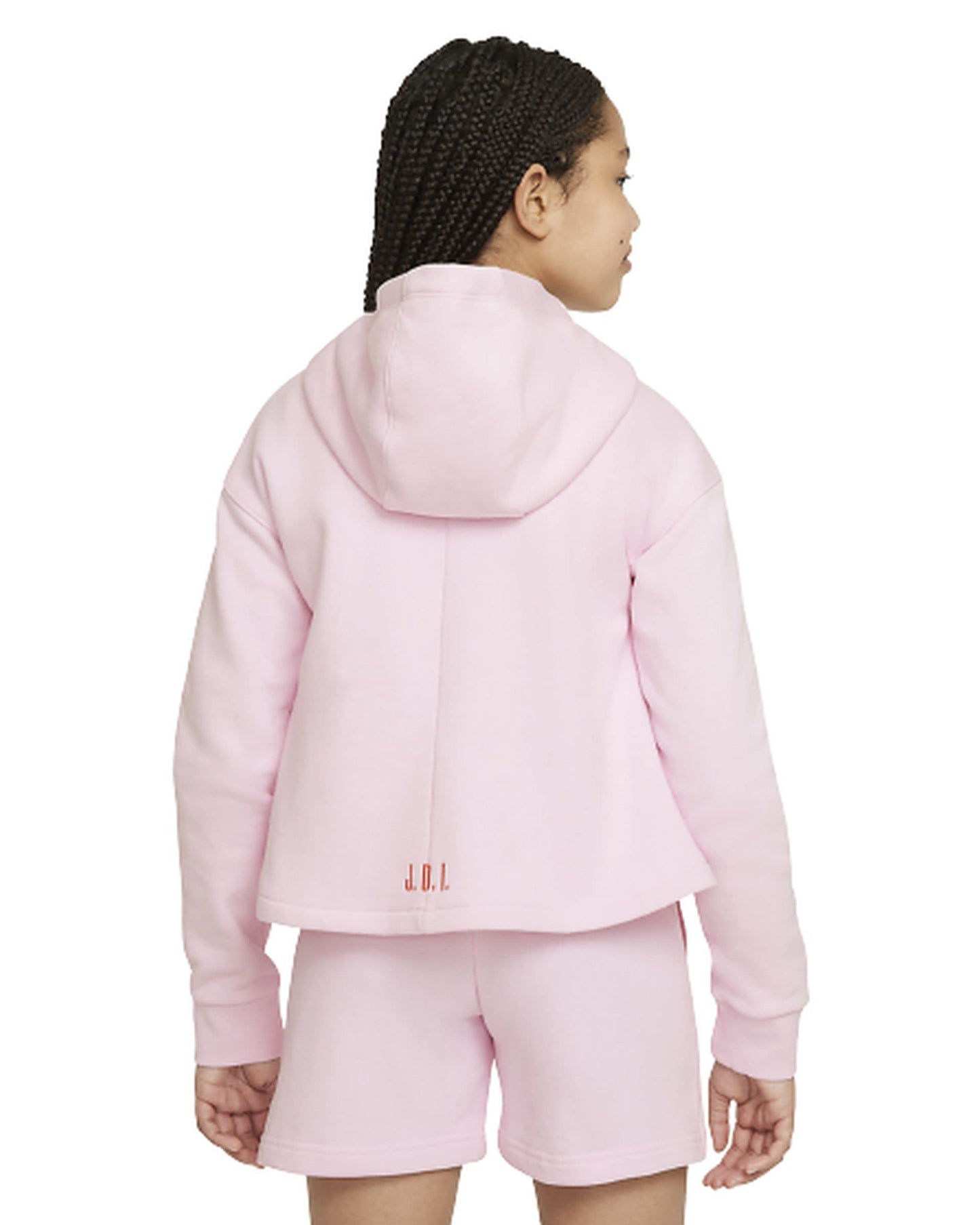 Nike Sportswear Big Kids' (Girls') French Terry Hoodie (Large, Pink Foam/White)