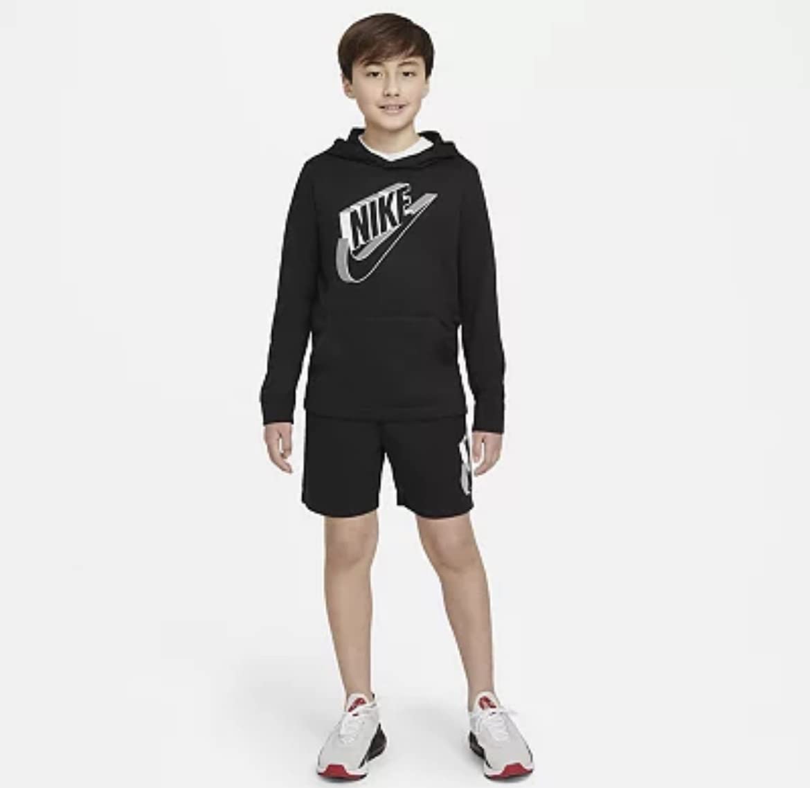 Nike Big Boys Sportswear Hoodie Medium-Smoke Grey