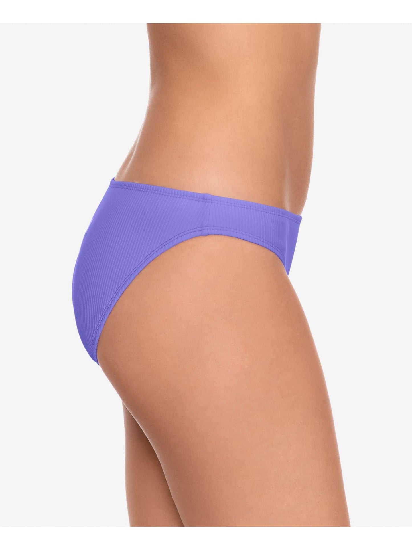 SALT + COVE Women's Purple Stretch Lined Moderate Coverage Ribbed Hipster Swimsuit Bottom M