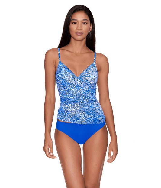 Lauren Ralph Lauren Artisanal Woodblock Surplice Camikini Top Royal Blue/White 8